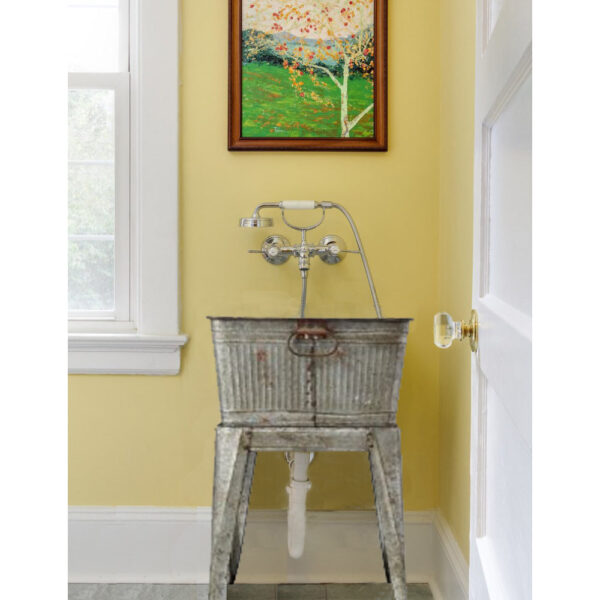 32" Multi-Functional Galvanized Metal Tub on Stand with Angled Legs, Gray