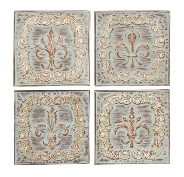 Tinged Metal Bucket Planter With Handles, Patina Rust Finish, Green, Set of 3