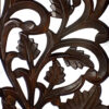 Mango Wood Wall Panel Hand Crafted with Leaves and Scroll Work Motif, Brown
