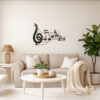 26 Inch Handmade Metal Wall Mount Accent Decor with Musical Notes and Treble Clef, Black, Red