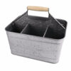 Metal Caddy Serveware with Mango Wood Handle, Rustic Galvanized Gray