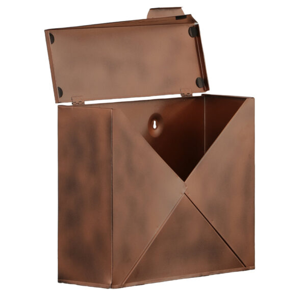 Envelope Shaped Wall Mount Metal Mail Box, Copper