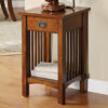 Spacious Mango Wood Telephone Stand with Slatted Side Panels, Brown