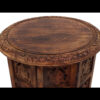 18 Inch Mango Wood Folding Accent Table, Hand Carved, Walnut Brown