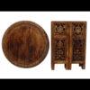 18 Inch Mango Wood Folding Accent Table, Hand Carved, Walnut Brown