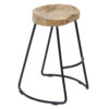 Ela 30 Inch Mango Wood Bar Stool, Saddle Seat, Iron Frame, Brown and Black