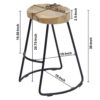 Ela 30 Inch Mango Wood Bar Stool, Saddle Seat, Iron Frame, Brown and Black
