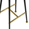 Elira 24" Backless Counter Stool with Mango Wood Saddle Seat | Black Iron Legs | Gold Footrest