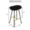 Elira 24" Backless Counter Stool with Mango Wood Saddle Seat | Black Iron Legs | Gold Footrest