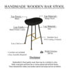 Elira 24" Backless Counter Stool with Mango Wood Saddle Seat | Black Iron Legs | Gold Footrest