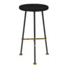 Elira 24 Inch Backless Counter Barstool with Round Mango Wood Seat | Black Iron Legs | Gold Footrest