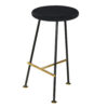 Elira 24 Inch Backless Counter Barstool with Round Mango Wood Seat | Black Iron Legs | Gold Footrest