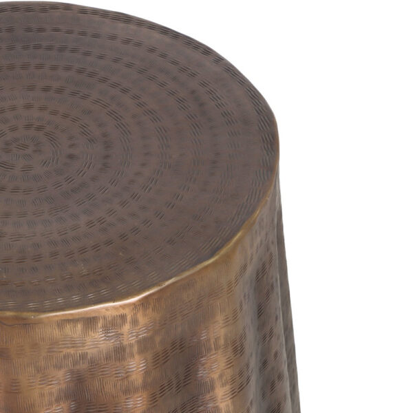 Liora 19" Side End Table | Handcrafted Bronze-Finish Aluminum | Hammered Round Design