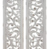 Ozy Carved Wall Art Panel Set of 2, Handcrafted Distressed White Mango Wood, 50 Inch Tall