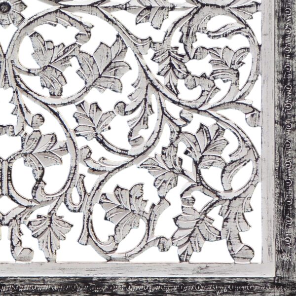 Ozy Carved Mango Wood Wall Decor| 36 Inch Square I Handcrafted Distressed Black & White