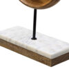 Decorative Tabletop Sculpture | Brown Mango Wood Ring Design | | Black Iron Stem and Marble Base