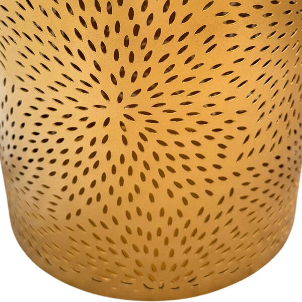 10" Decorative Iron Wastebasket Trash Can | Matte Gold | Leaf Etched Design