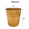 10" Decorative Iron Wastebasket Trash Can | Matte Gold | Leaf Etched Design