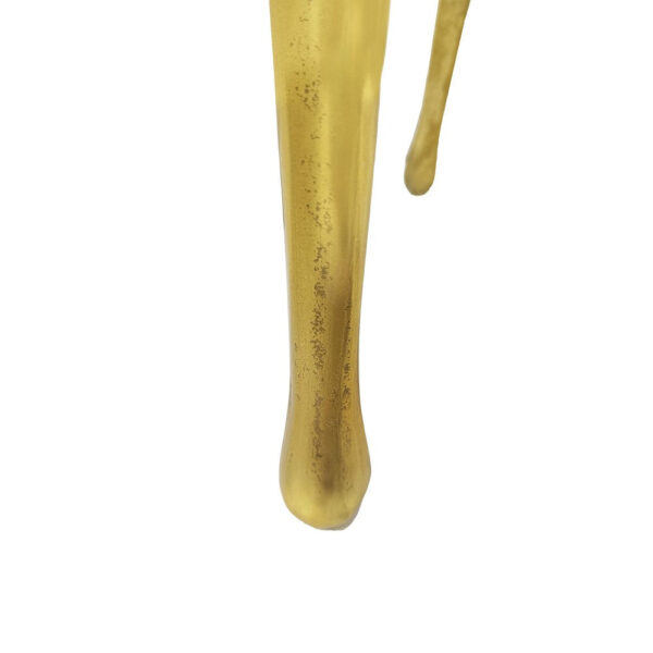 Capri Side End Table | 24.75 Inch Round Glass Top | Melting Drip Design | Antique Gold