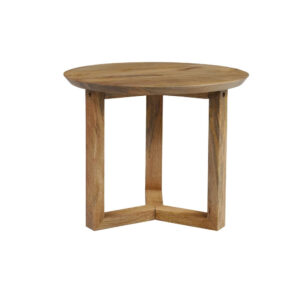 Nina 18.5" Round Handcrafted Side End Table | Natural Brown Mango Wood