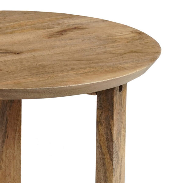 Nina 18.5" Round Handcrafted Side End Table | Natural Brown Mango Wood