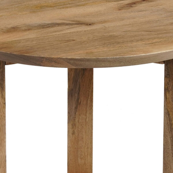 Nina 18.5" Round Handcrafted Side End Table | Natural Brown Mango Wood