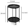 Vica 15 Inch Modern Side End Table, Metal Round Tray Top, Foldable Legs, Black