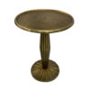 17 Inch Side End Drink Table, Fancy Fluted Base, Round Top, Antique Brass