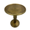 17 Inch Side End Drink Table, Fancy Fluted Base, Round Top, Antique Brass