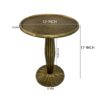 17 Inch Side End Drink Table, Fancy Fluted Base, Round Top, Antique Brass
