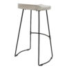 Tiva 30 Inch Handcrafted Backless Barstool, Whitewashed Mango Wood Saddle Seat, Black Metal Base