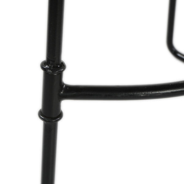 Tiva 24 Inch Handcrafted Backless Counter Height Stool, Whitewashed Mango Wood Saddle Seat, Black Metal Base