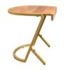 17 Inch Side End C Table, Natural Mango Wood Top with Drop Edge, Iron Gold Angled Frame