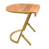17 Inch Side End C Table, Natural Mango Wood Top with Drop Edge, Iron Gold Angled Frame