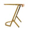 17 Inch Side End C Table, Natural Mango Wood Top with Drop Edge, Iron Gold Angled Frame