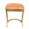 17 Inch Side End C Table, Natural Mango Wood Top with Drop Edge, Iron Gold Angled Frame