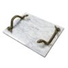 Mamba White Marble Decorative Serving Tray with Brass Snake Handles