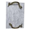 Mamba White Marble Decorative Serving Tray with Brass Snake Handles