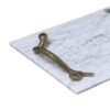 Mamba White Marble Decorative Serving Tray with Brass Snake Handles