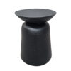 Josi 21 Inch Round Side End Table, Handcrafted Hammered Design, Drum Pedestal Aluminum Base, Matte Black