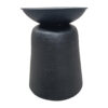Josi 21 Inch Round Side End Table, Handcrafted Hammered Design, Drum Pedestal Aluminum Base, Matte Black