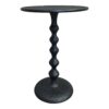 Shae 22 Inch Round Side End Table - Matte Black Aluminum Cast, Hammered Texture, Turned Pedestal Post