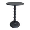Shae 22 Inch Round Side End Table - Matte Black Aluminum Cast, Hammered Texture, Turned Pedestal Post