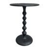 Shae 22 Inch Round Side End Table - Matte Black Aluminum Cast, Hammered Texture, Turned Pedestal Post