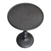 Shae 22 Inch Round Side End Table - Matte Black Aluminum Cast, Hammered Texture, Turned Pedestal Post