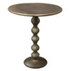 Shae 22 Inch Round Side End Table - Antique Brass Cast Aluminum with Hammered Texture For Small Places