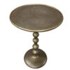 Shae 22 Inch Round Side End Table - Antique Brass Cast Aluminum with Hammered Texture For Small Places