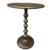 Shae 22 Inch Round Side End Table - Antique Brass Cast Aluminum with Hammered Texture For Small Places
