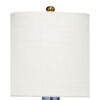Navi 17 Inch Table Lamp, White Linen Drum Shade, Blue Glass Curved Body