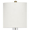 Navi 17 Inch Table Lamp, White Linen Drum Shade, Clear Glass Curved Body